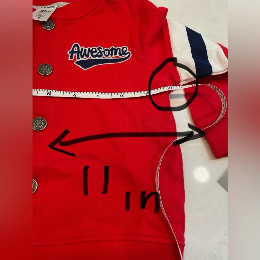 Carters Infant‎ Varsity Red Jacket Size 18 Months